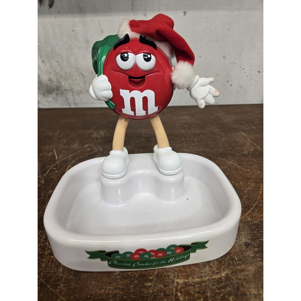 Vintage 1998 M&M Red Christmas Candy Dish Telco Animated Figure For Parts